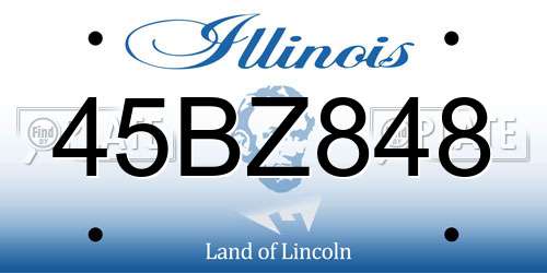45BZ848 Illinois License Plate