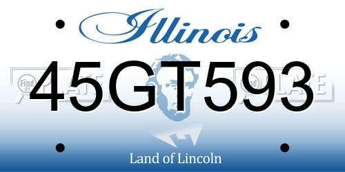 45GT593 Illinois License Plate