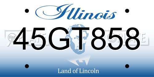 45GT858 Illinois License Plate