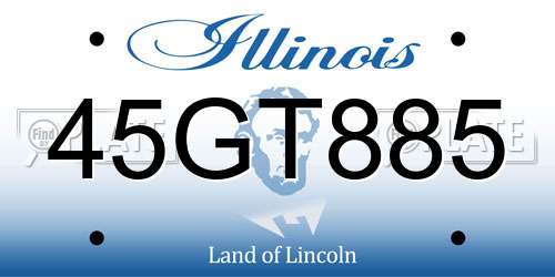 45GT885 Illinois License Plate