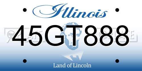 45GT888 Illinois License Plate