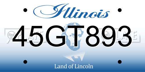 45GT893 Illinois License Plate