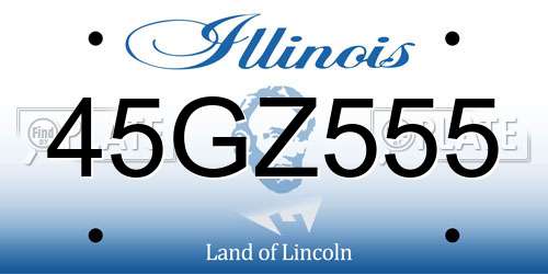45GZ555 Illinois License Plate