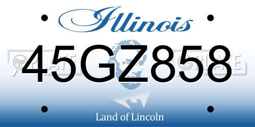 45GZ858 Illinois License Plate