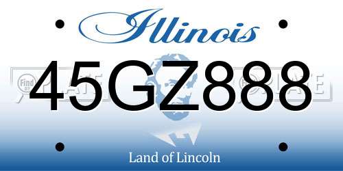 45GZ888 Illinois License Plate