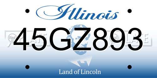 45GZ893 Illinois License Plate