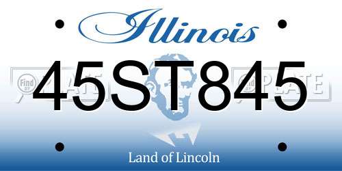 45ST845 Illinois License Plate