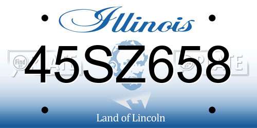 45SZ658 Illinois License Plate