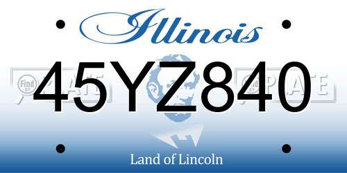 45YZ840 Illinois License Plate
