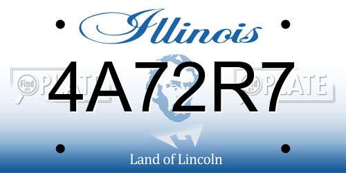 4A72R7 Illinois License Plate