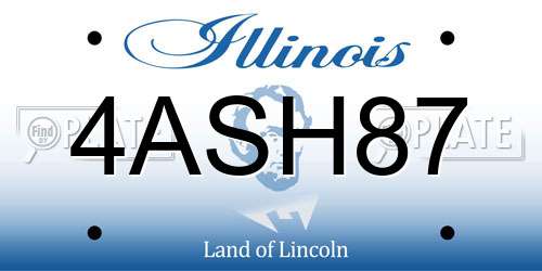 4ASH87 Illinois License Plate