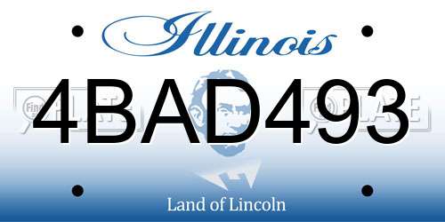 4BAD493 Illinois License Plate