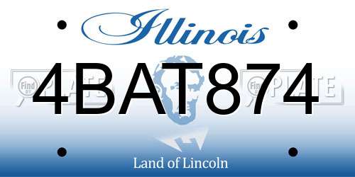 4BAT874 Illinois License Plate