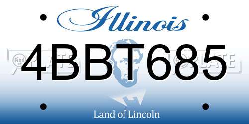 4BBT685 Illinois License Plate