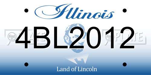 4BL2012 Illinois License Plate