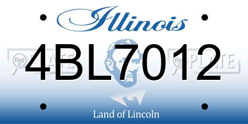 4BL7012 Illinois License Plate