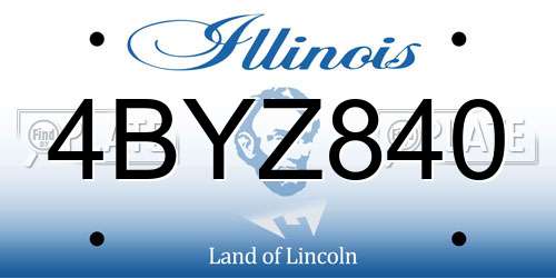 4BYZ840 Illinois License Plate