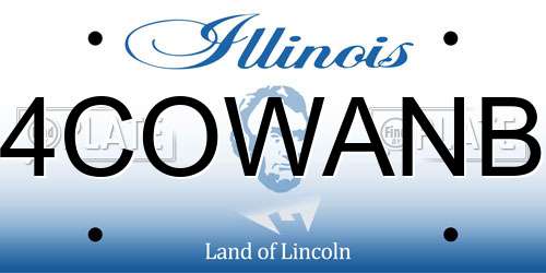 4COWANB Illinois License Plate