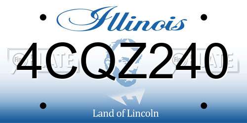 4CQZ240 Illinois License Plate