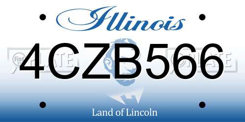 4CZB566 Illinois License Plate