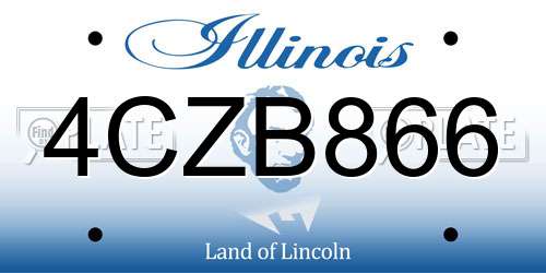 4CZB866 Illinois License Plate