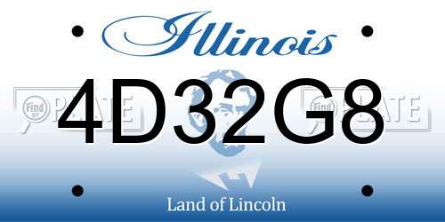 4D32G8 Illinois License Plate