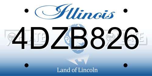 4DZB826 Illinois License Plate