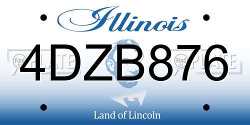4DZB876 Illinois License Plate