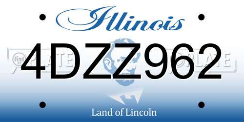 4DZZ962 Illinois License Plate