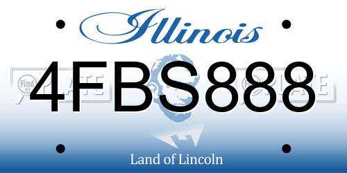 4FBS888 Illinois License Plate