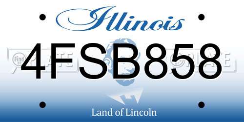 4FSB858 Illinois License Plate