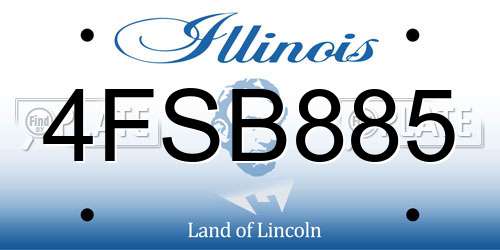 4FSB885 Illinois License Plate