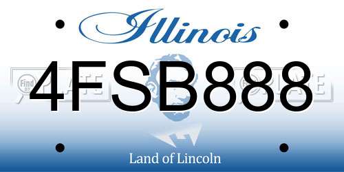 4FSB888 Illinois License Plate