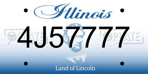 4J57777 Illinois License Plate