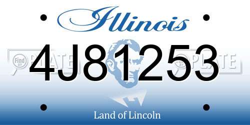 4J81253 Illinois License Plate