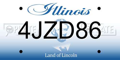 4JZD86 Illinois License Plate