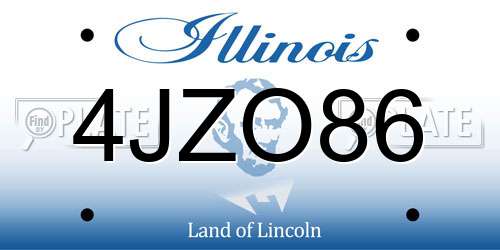 4JZO86 Illinois License Plate