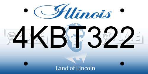 4KBT322 Illinois License Plate