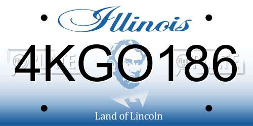 4KGO186 Illinois License Plate