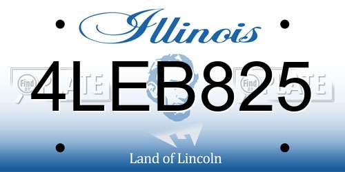 4LEB825 Illinois License Plate