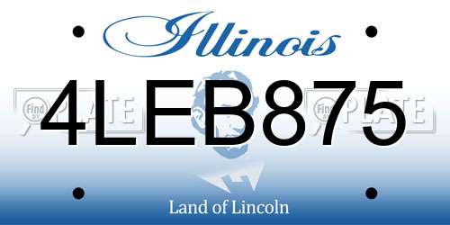 4LEB875 Illinois License Plate