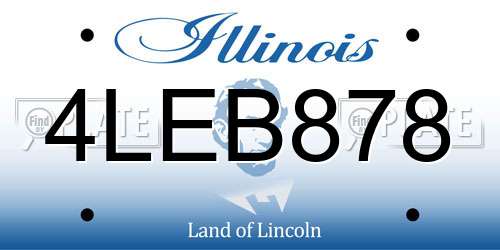 4LEB878 Illinois License Plate
