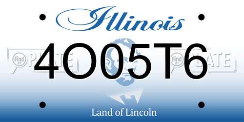 4O05T6 Illinois License Plate