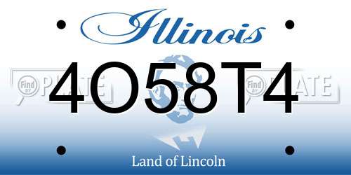 4O58T4 Illinois License Plate