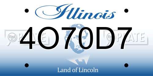4O70D7 Illinois License Plate