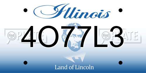 4O77L3 Illinois License Plate