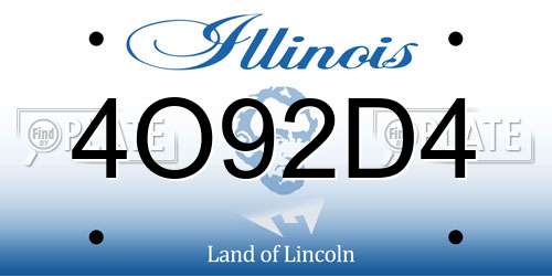 4O92D4 Illinois License Plate