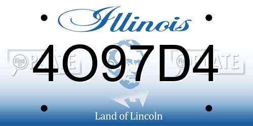 4O97D4 Illinois License Plate