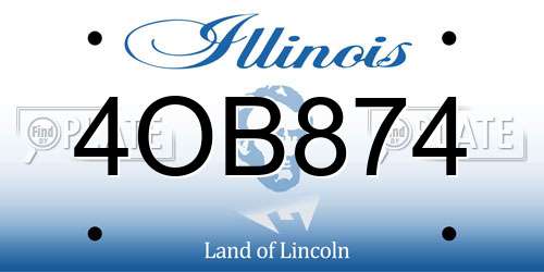 4OB874 Illinois License Plate