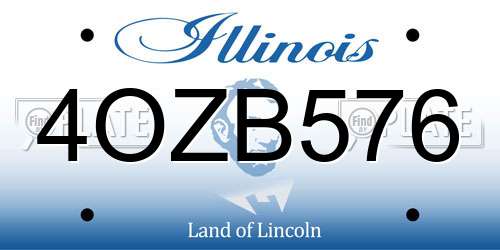 4OZB576 Illinois License Plate